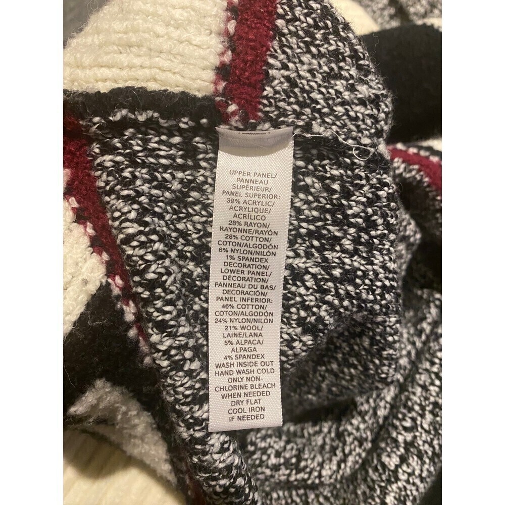 LOFT Turtle Neck Tunic Vest Sweater Size XS/S Oversized Cream/Black\Red - Picture 12 of 12